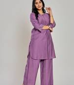 Purple color zari embroidery co-ord set