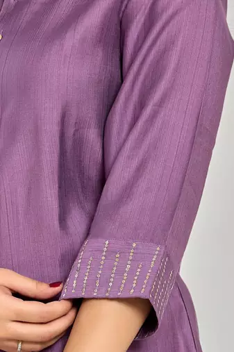 Purple color zari embroidery co-ord set