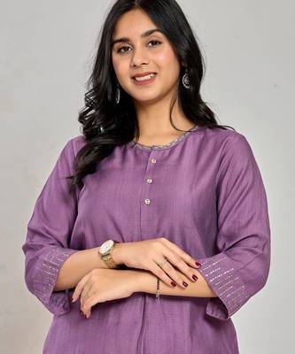 Purple color zari embroidery co-ord set 4