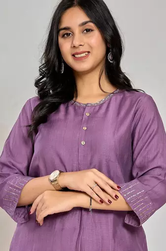 Purple color zari embroidery co-ord set