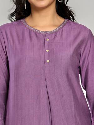 Purple color zari embroidery co-ord set 5