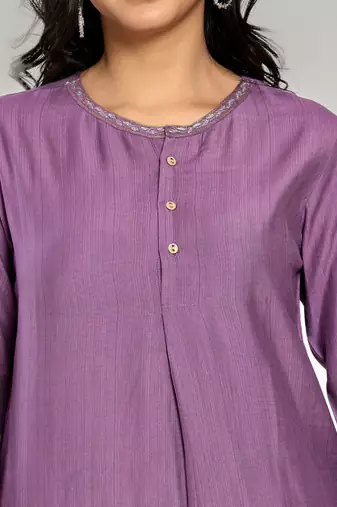 Purple color zari embroidery co-ord set
