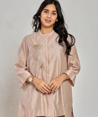 Champagne beige color resham work with zari tunic 3