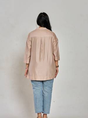 Champagne beige color resham work with zari tunic 4