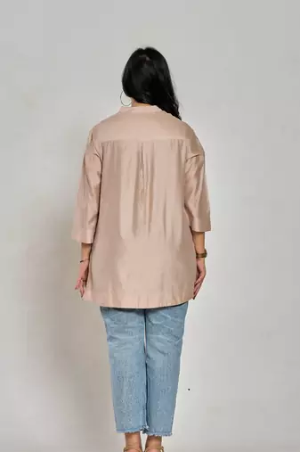 Champagne beige color resham work with zari tunic