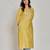 Mustard yellow color gold print / zari embroidery kurti