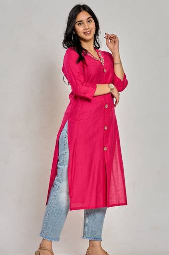 Rani pink color gota patti work kurti