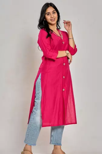 Rani pink color gota patti work kurti
