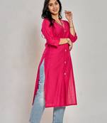 Rani pink color gota patti work kurti