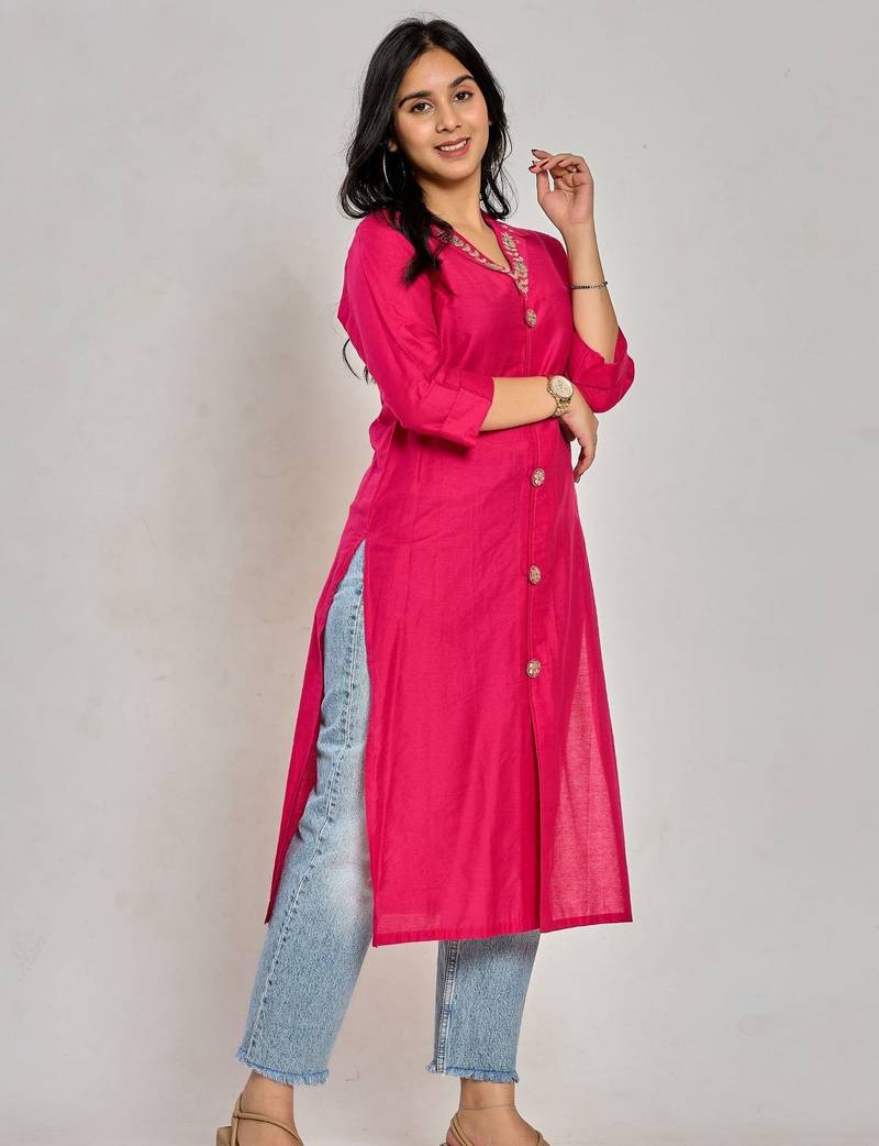 Rani pink color gota patti work kurti