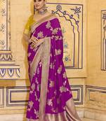 magenta faux crepe art silk with beautiful zari weaving work classic saree