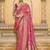 dark peach faux crepe art silk with beautiful zari weaving work classic saree