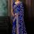 Royal blue faux crepe embroidery bridal reception festival wedding wear heavy border saree