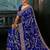 Royal blue faux crepe embroidery bridal reception festival wedding wear heavy border saree