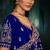 Royal blue faux crepe embroidery bridal reception festival wedding wear heavy border saree