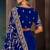 Royal blue faux crepe embroidery bridal reception festival wedding wear heavy border saree