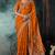 Orange wear fabric embroidery bridal reception festival wedding wear heavy border saree