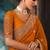 Orange wear fabric embroidery bridal reception festival wedding wear heavy border saree