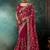 Burgundy faux crepe embroidery bridal reception festival wedding wear heavy border saree