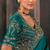 Teal faux satin embroidery bridal reception festival wedding wear heavy border saree
