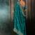 Teal faux satin embroidery bridal reception festival wedding wear heavy border saree