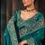 Teal faux satin embroidery bridal reception festival wedding wear heavy border saree