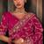 Rani pink faux crepe embroidery bridal reception festival wedding wear heavy border saree