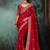 Red wear fabric embroidery bridal reception festival wedding wear heavy border saree