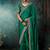 Teal green faux satin embroidery bridal reception festival wedding wear heavy border saree