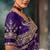 Purple faux crepe embroidery bridal reception festival wedding wear heavy border saree