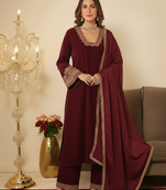  Maroon  Gotta Lace Work 3 Pc Ready to Wear Salwar Set