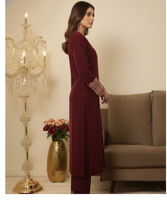  Maroon  Gotta Lace Gotta Work Kurta set 3