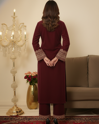  Maroon  Gotta Lace Gotta Work Kurta set 4