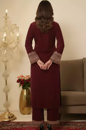 Maroon  Gotta Lace Gotta Work Kurta set