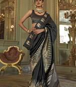 black weaving work art silk blend classic saree