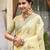 yellow linen woven work traditional saree