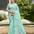 turquoise linen woven work traditional saree