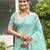 turquoise linen woven work traditional saree