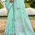 turquoise linen woven work traditional saree