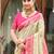 border pink with sari cream silk blend woven work traditional saree