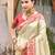 border red with sari cream silk blend woven work traditional saree