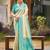 border turquoise with sari cream silk blend woven work traditional saree