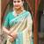 border turquoise with sari cream silk blend woven work traditional saree