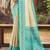 border turquoise with sari cream silk blend woven work traditional saree