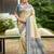 border blue with sari cream silk blend woven work traditional saree