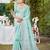 sky blue linen woven work traditional saree