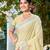 yellow linen woven work traditional saree