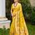 yellow cottan silk blend with meena woven work traditional saree