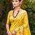 yellow cottan silk blend with meena woven work traditional saree