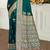 teal green satin silk blend woven work traditional saree